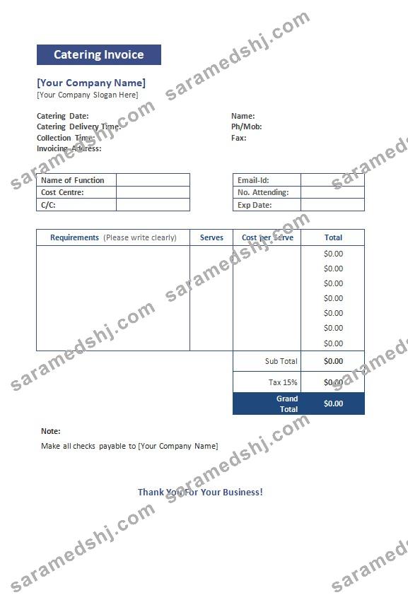 Free Catering Invoice Template 2